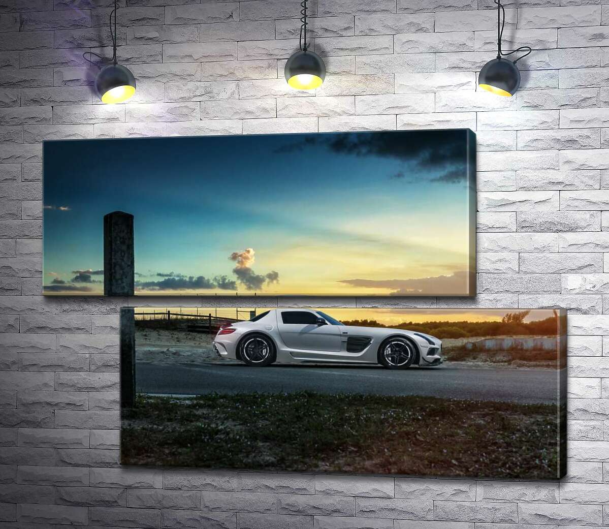 модульна картина Mercedes-Benz SLS AMG на польовій дорозі (Модуль №8)