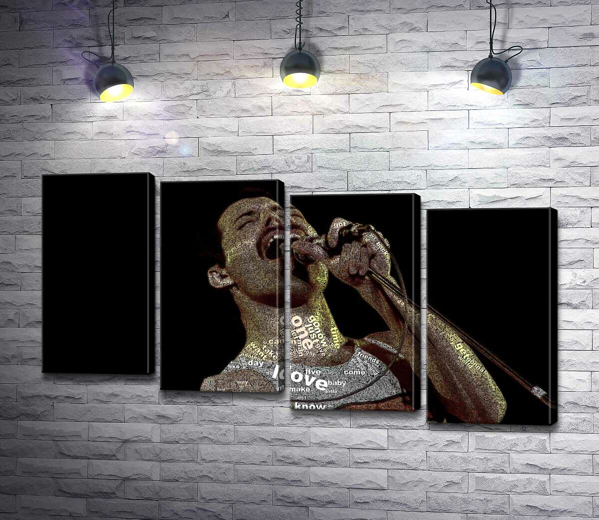 модульна картина Фредді Мерк'юрі (Freddie Mercury) захоплено співає (Модуль №19)