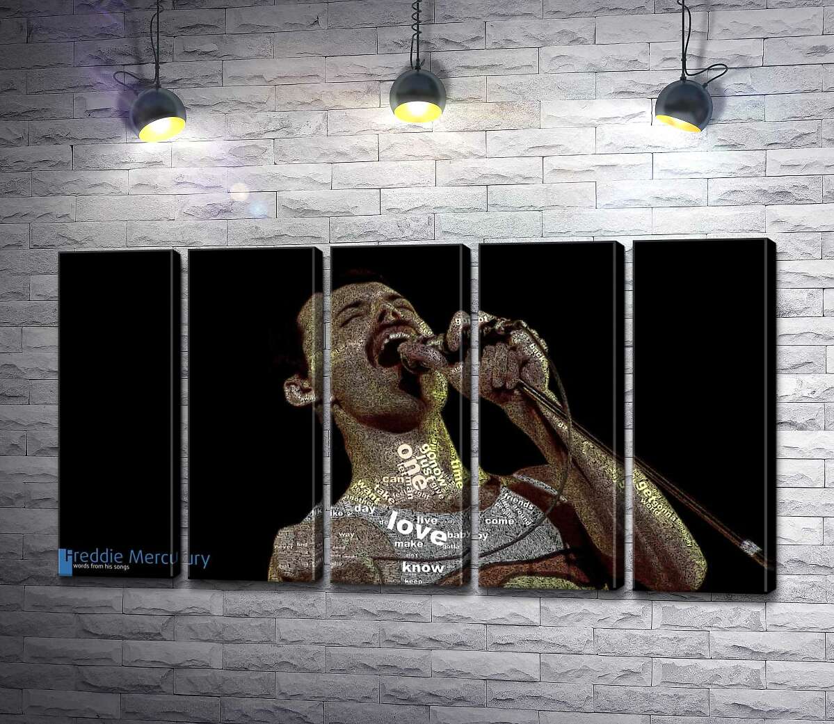 модульная картина Фредди Меркьюри (Freddie Mercury) увлеченно поет (Модуль №26)