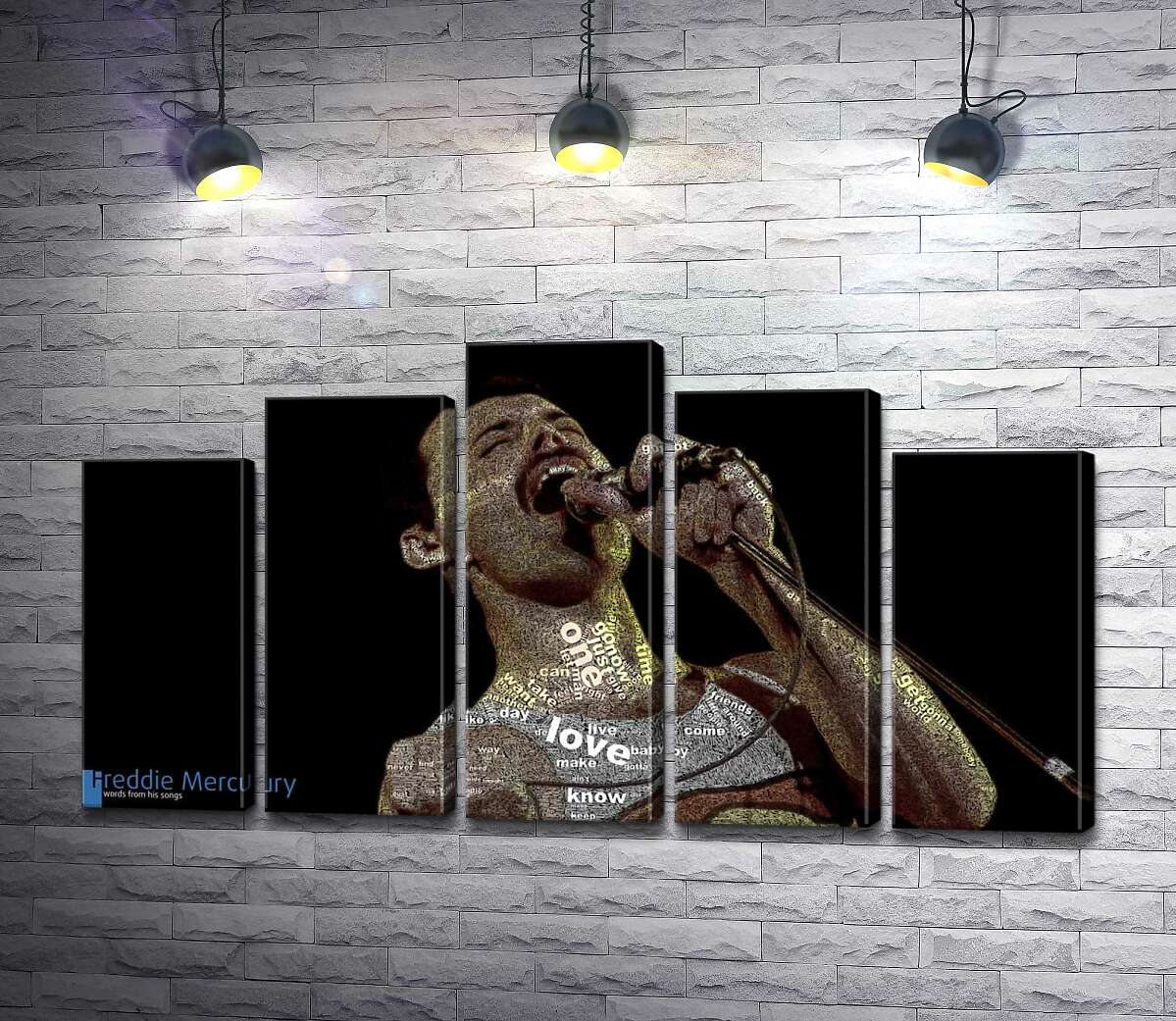 модульна картина Фредді Мерк'юрі (Freddie Mercury) захоплено співає (Модуль №29)