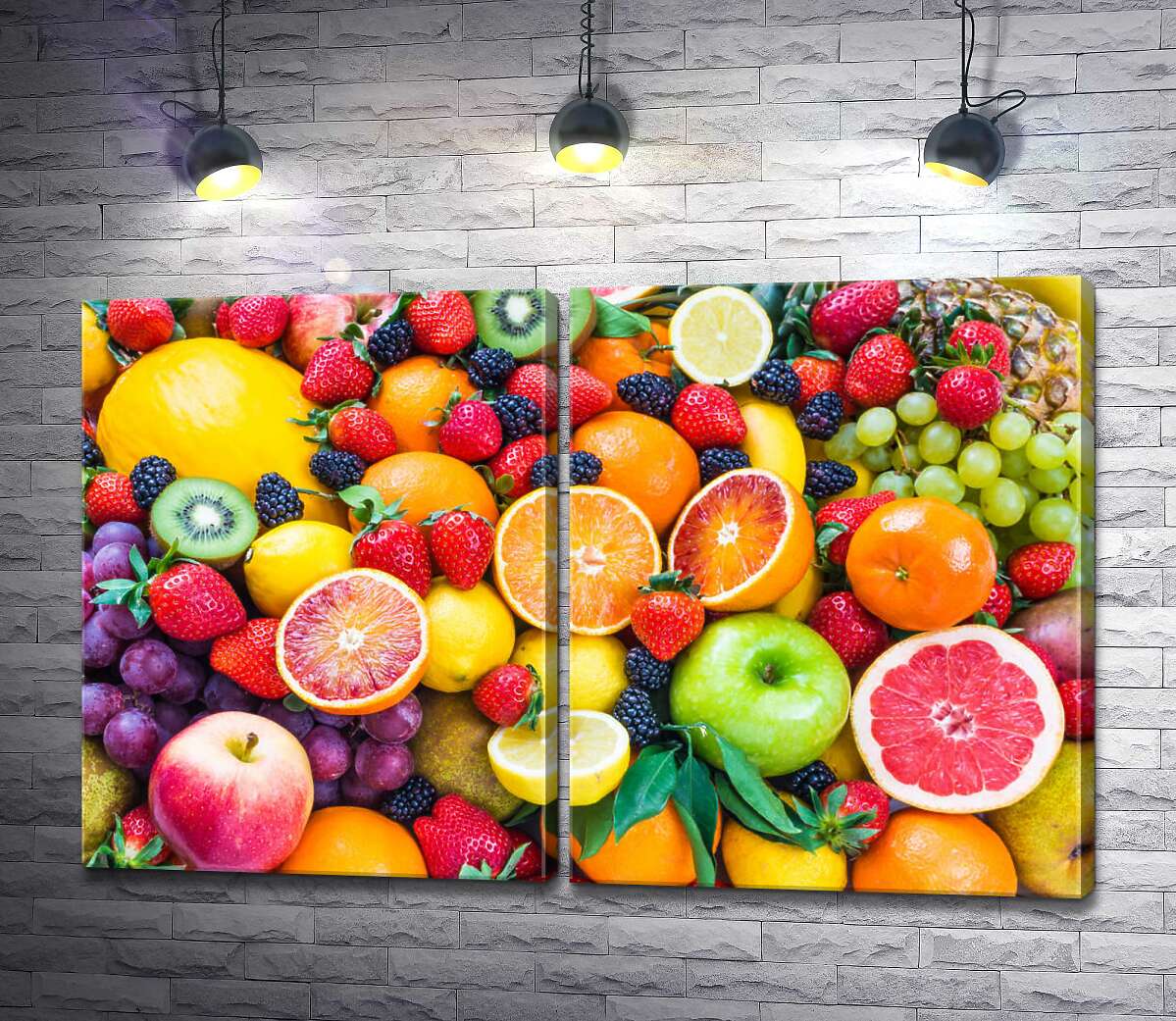 модульная картина Цветной рай ягод и фруктов