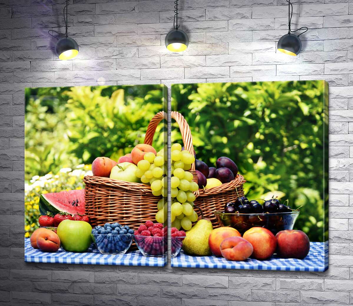 модульная картина Летняя корзина фруктов и ягод