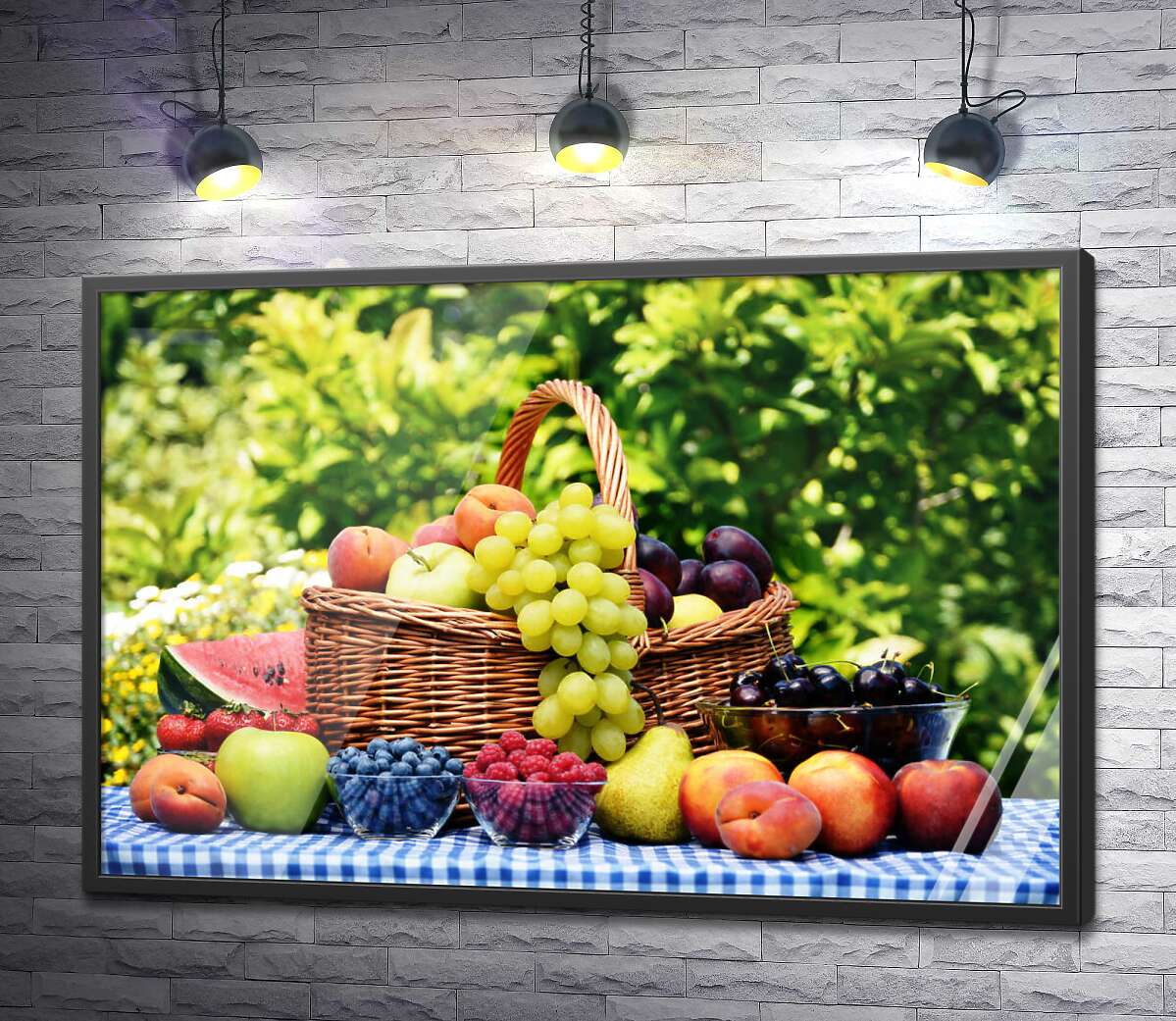 постер Летняя корзина фруктов и ягод
