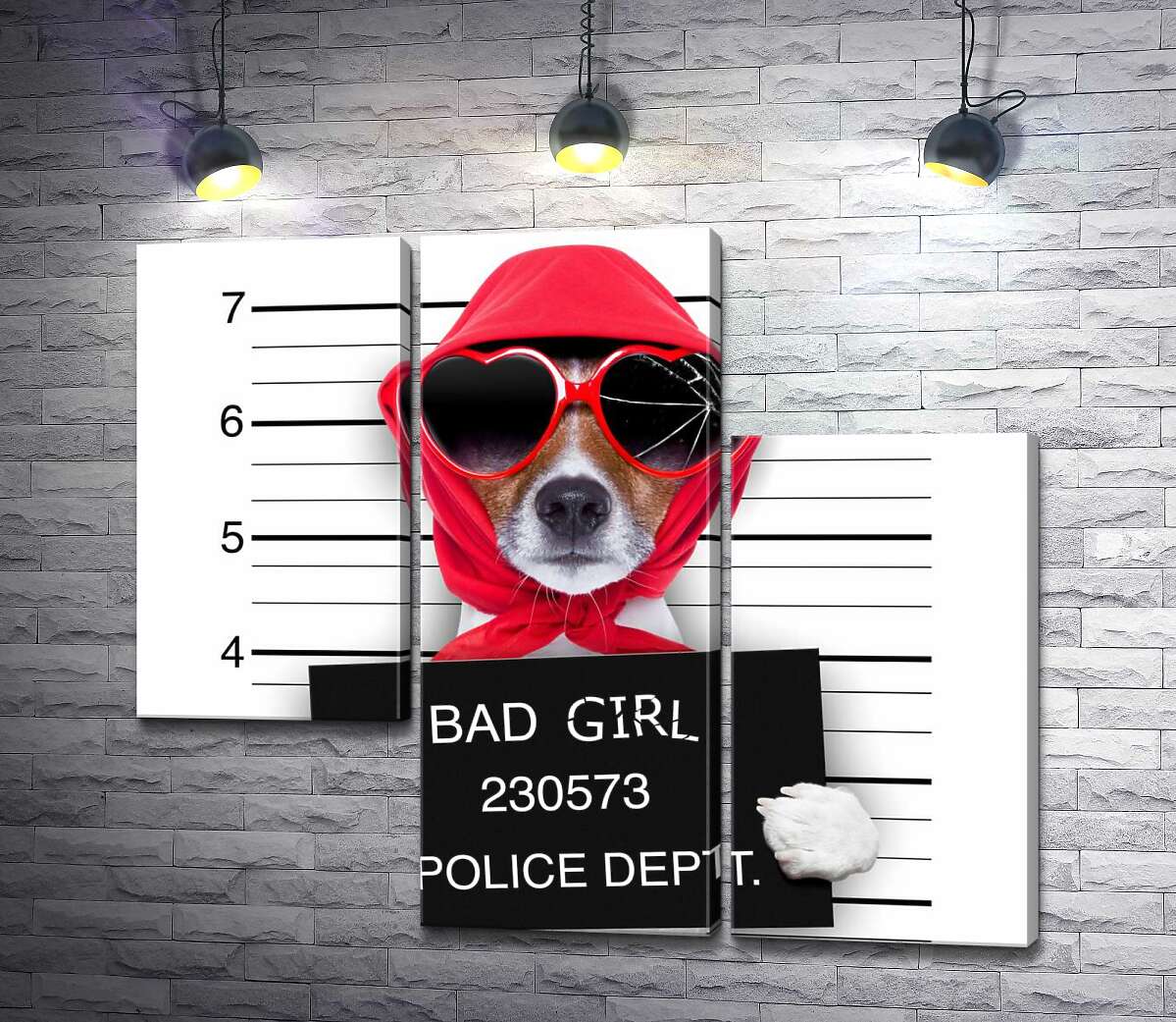 модульна картина Кокетлива собака в хусточці та окулярах - "Bad girl" (Модуль №13)