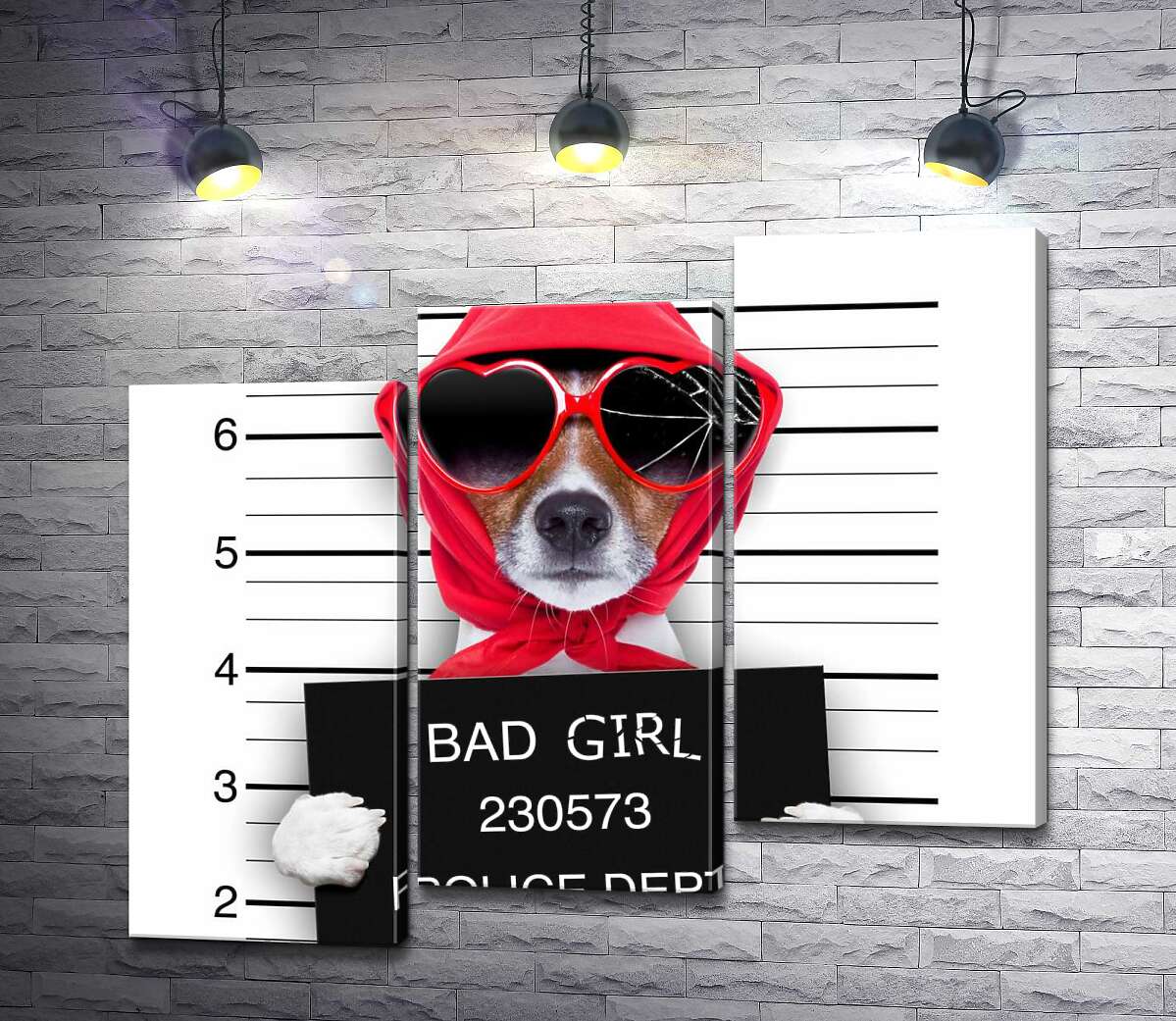 модульна картина Кокетлива собака в хусточці та окулярах - "Bad girl" (Модуль №14)