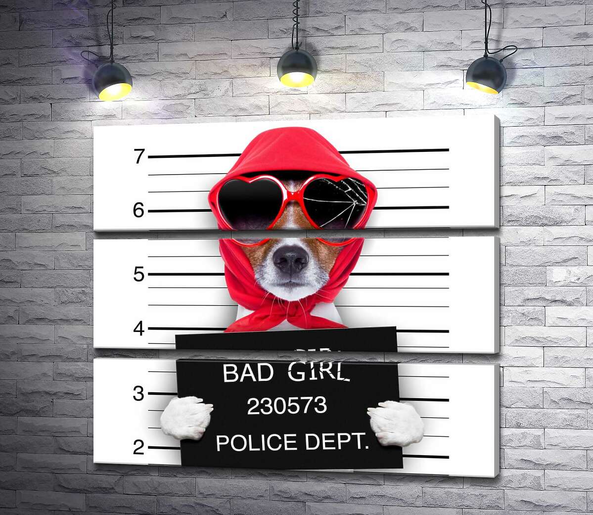 модульна картина Кокетлива собака в хусточці та окулярах - "Bad girl" (Модуль №15)