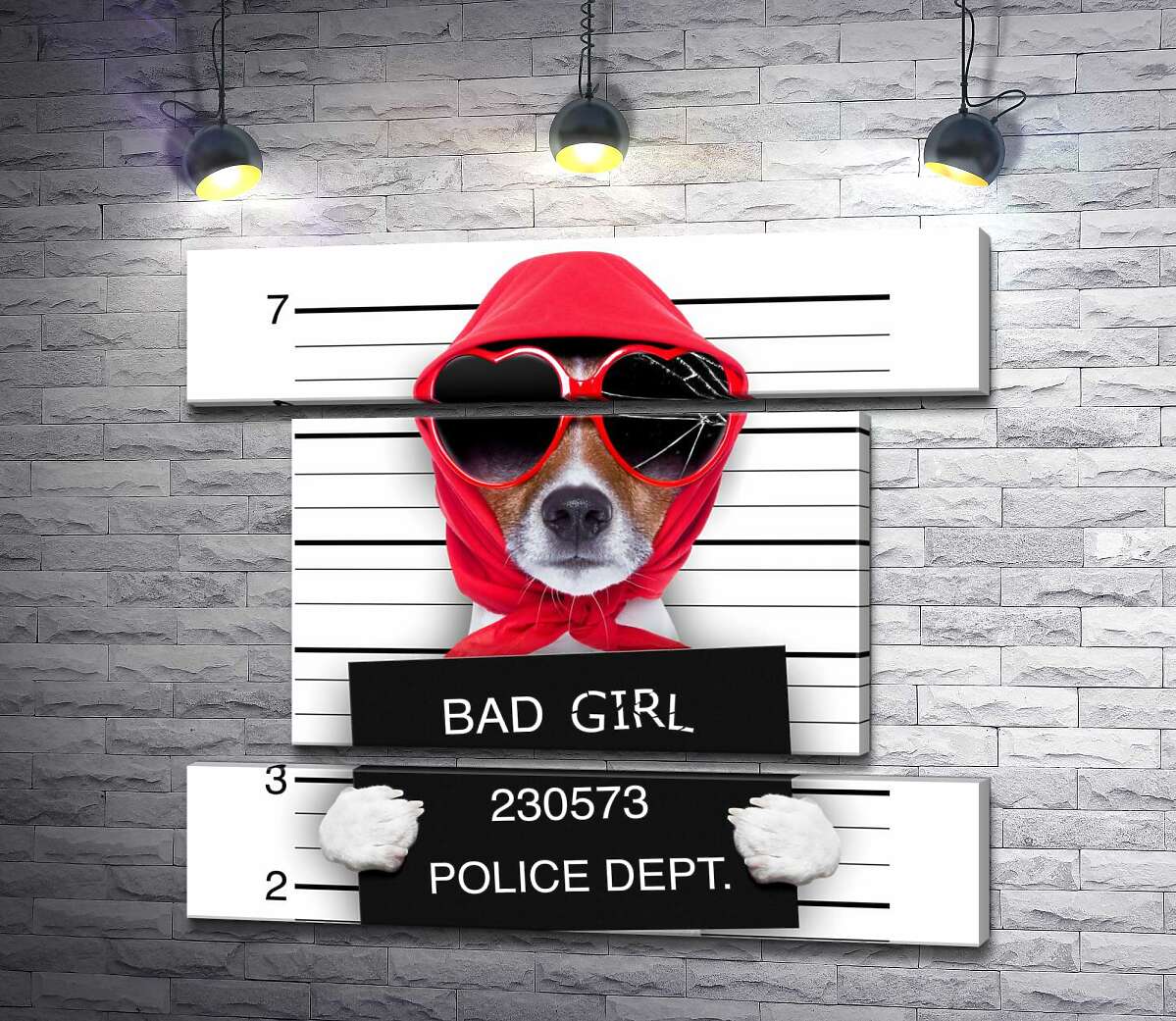 модульная картина Кокетливая собака в платочке и очках - "Bad girl" (Модуль №18)