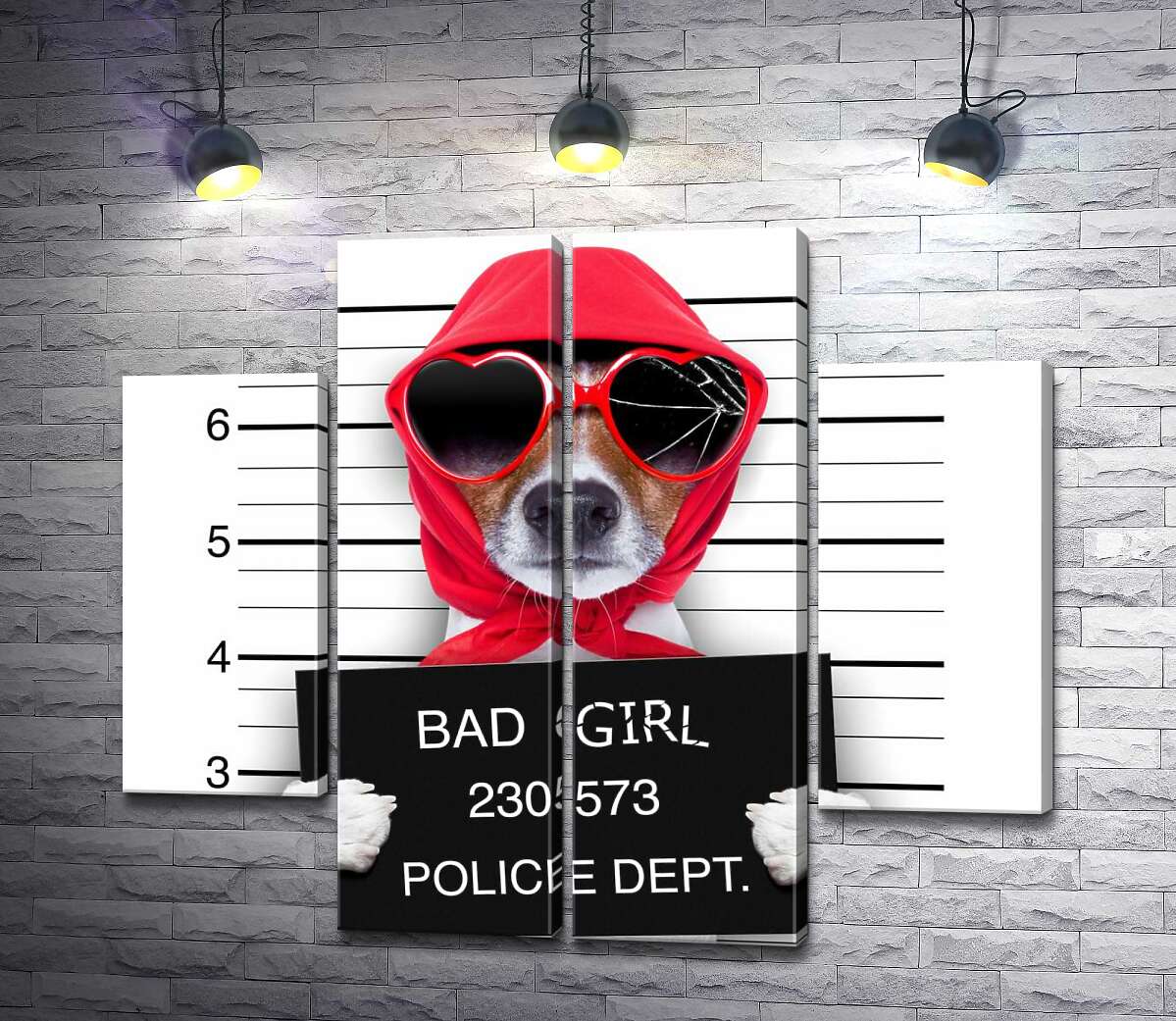 модульна картина Кокетлива собака в хусточці та окулярах - "Bad girl" (Модуль №20)