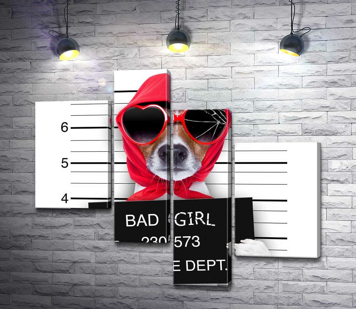 модульная картина Кокетливая собака в платочке и очках - "Bad girl" (Модуль №21)