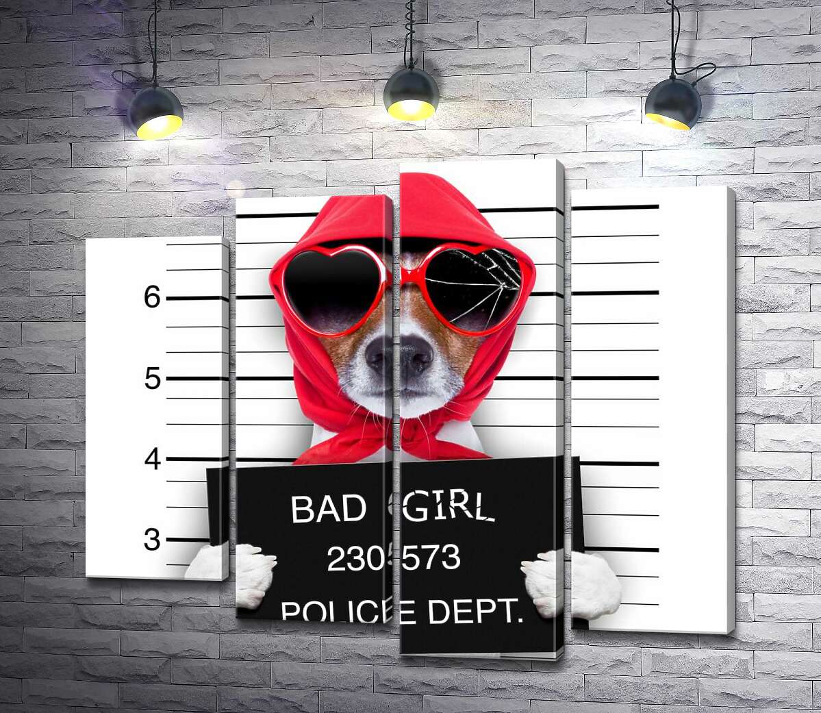 модульная картина Кокетливая собака в платочке и очках - "Bad girl" (Модуль №3)