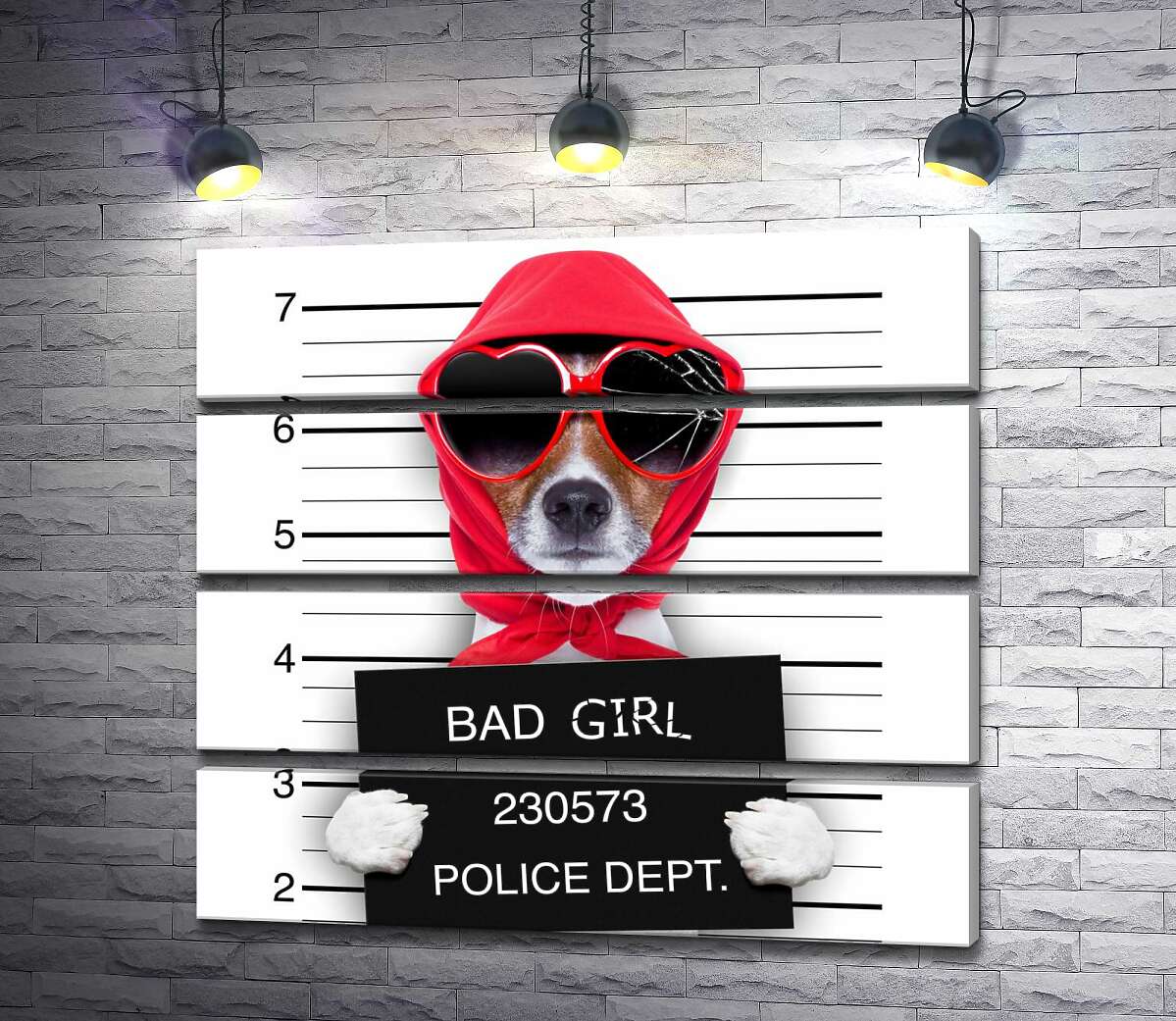 модульная картина Кокетливая собака в платочке и очках - "Bad girl" (Модуль №22)