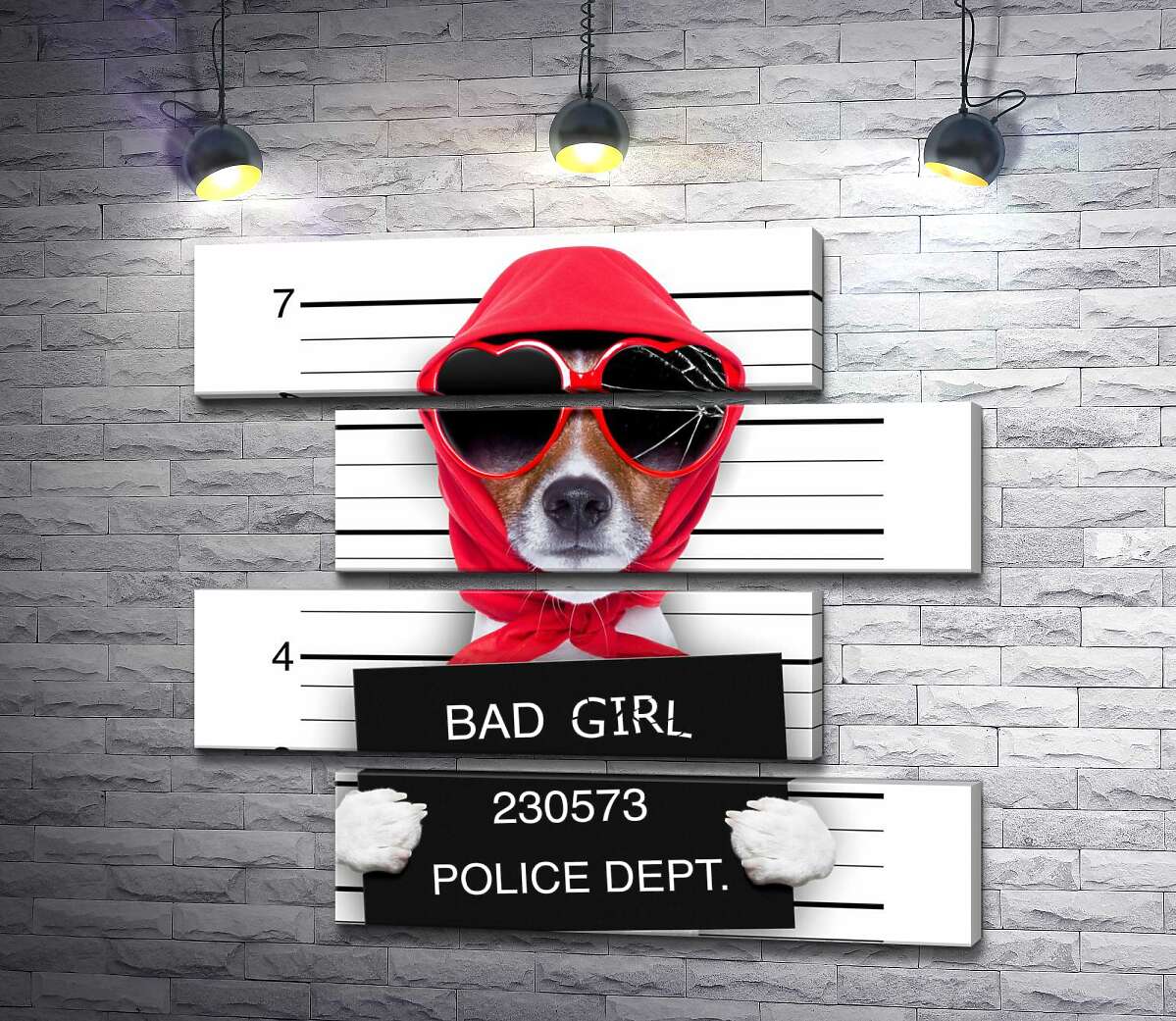 модульна картина Кокетлива собака в хусточці та окулярах - "Bad girl" (Модуль №23)