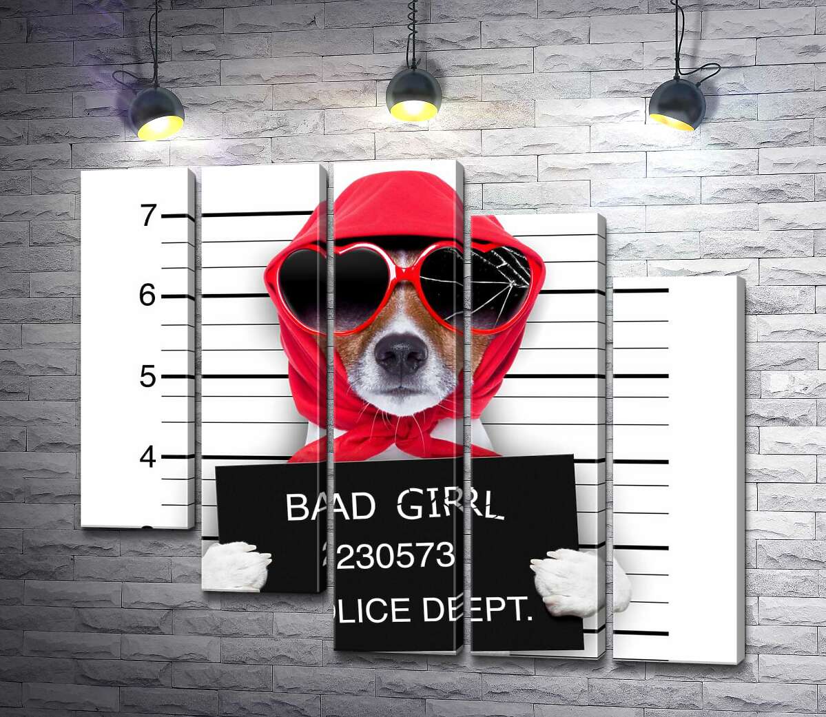модульная картина Кокетливая собака в платочке и очках - "Bad girl" (Модуль №28)