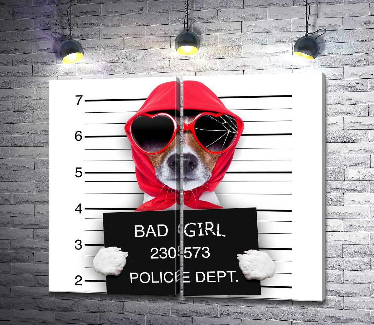 модульная картина Кокетливая собака в платочке и очках - "Bad girl"