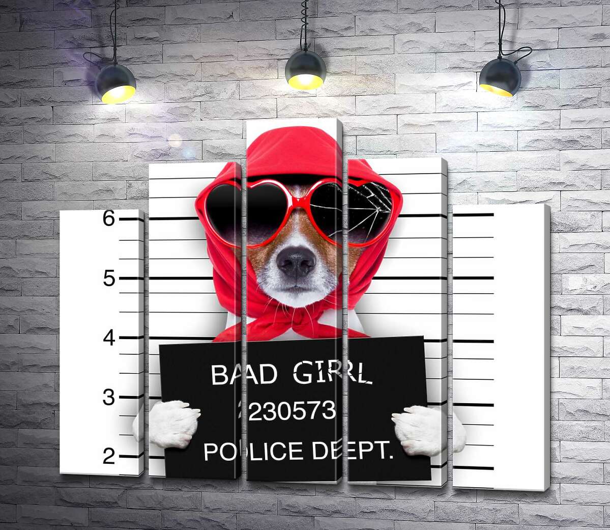 модульна картина Кокетлива собака в хусточці та окулярах - "Bad girl" (Модуль №29)
