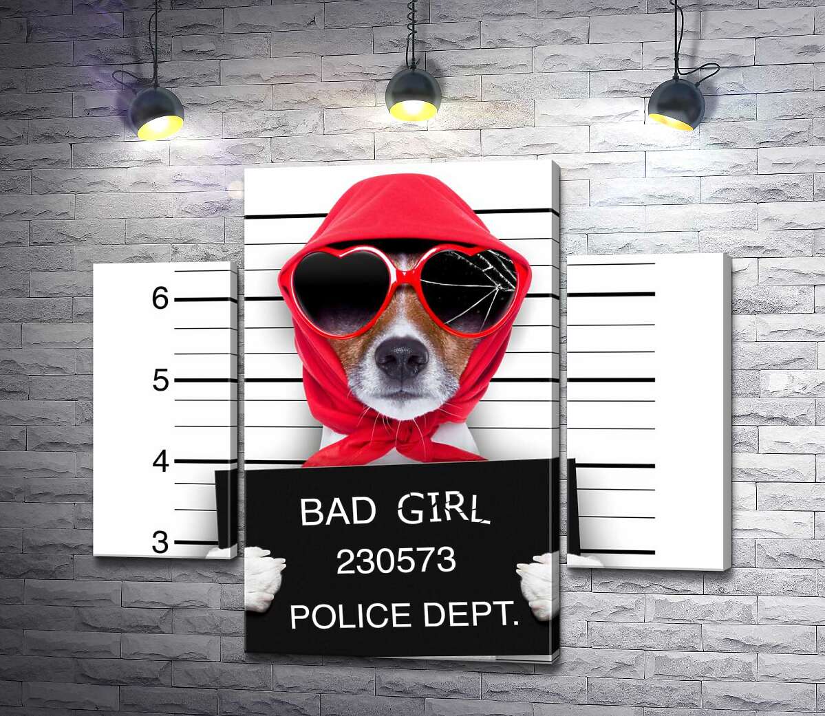 модульная картина Кокетливая собака в платочке и очках - "Bad girl" (Модуль №5)
