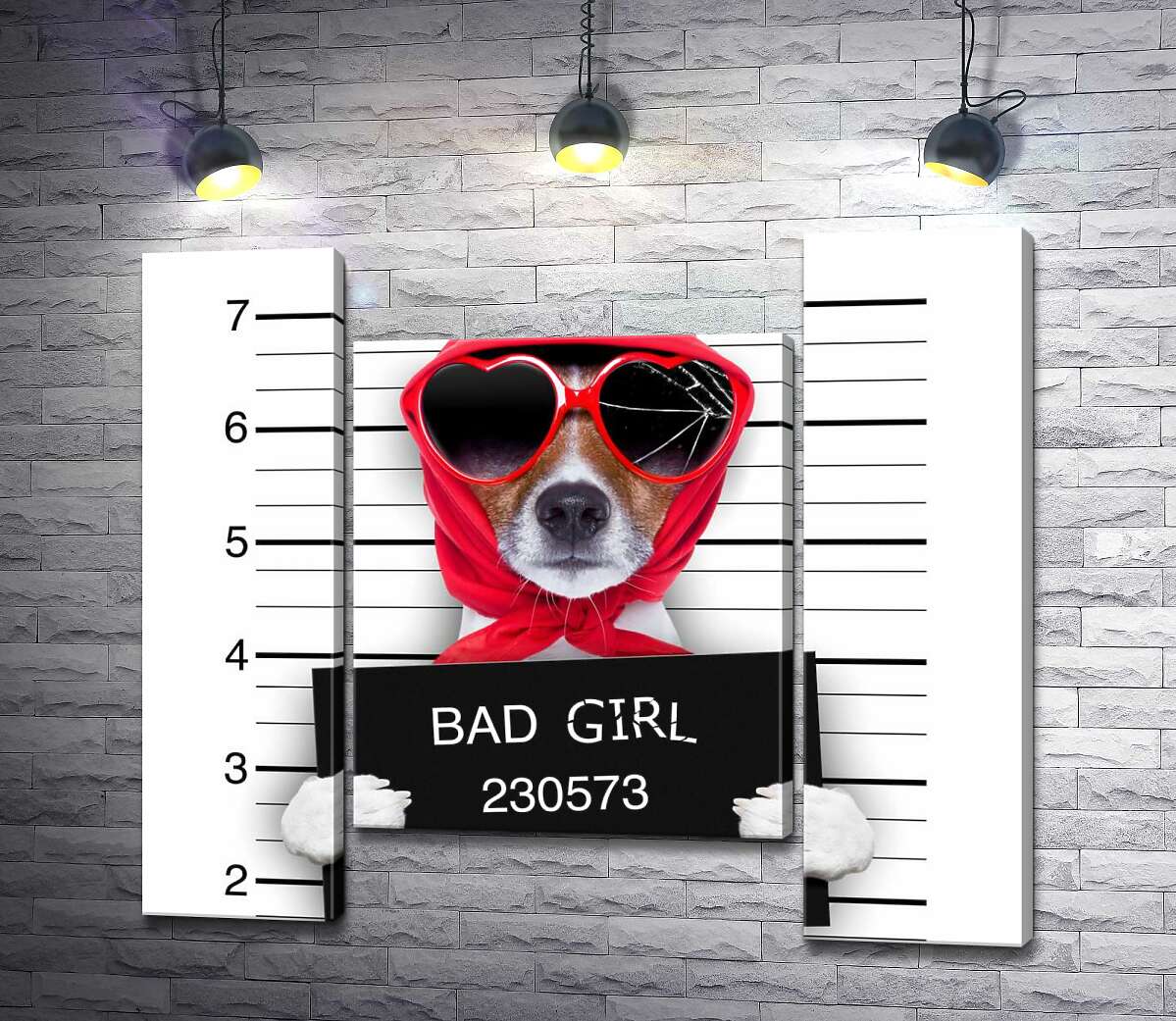 модульная картина Кокетливая собака в платочке и очках - "Bad girl" (Модуль №11)
