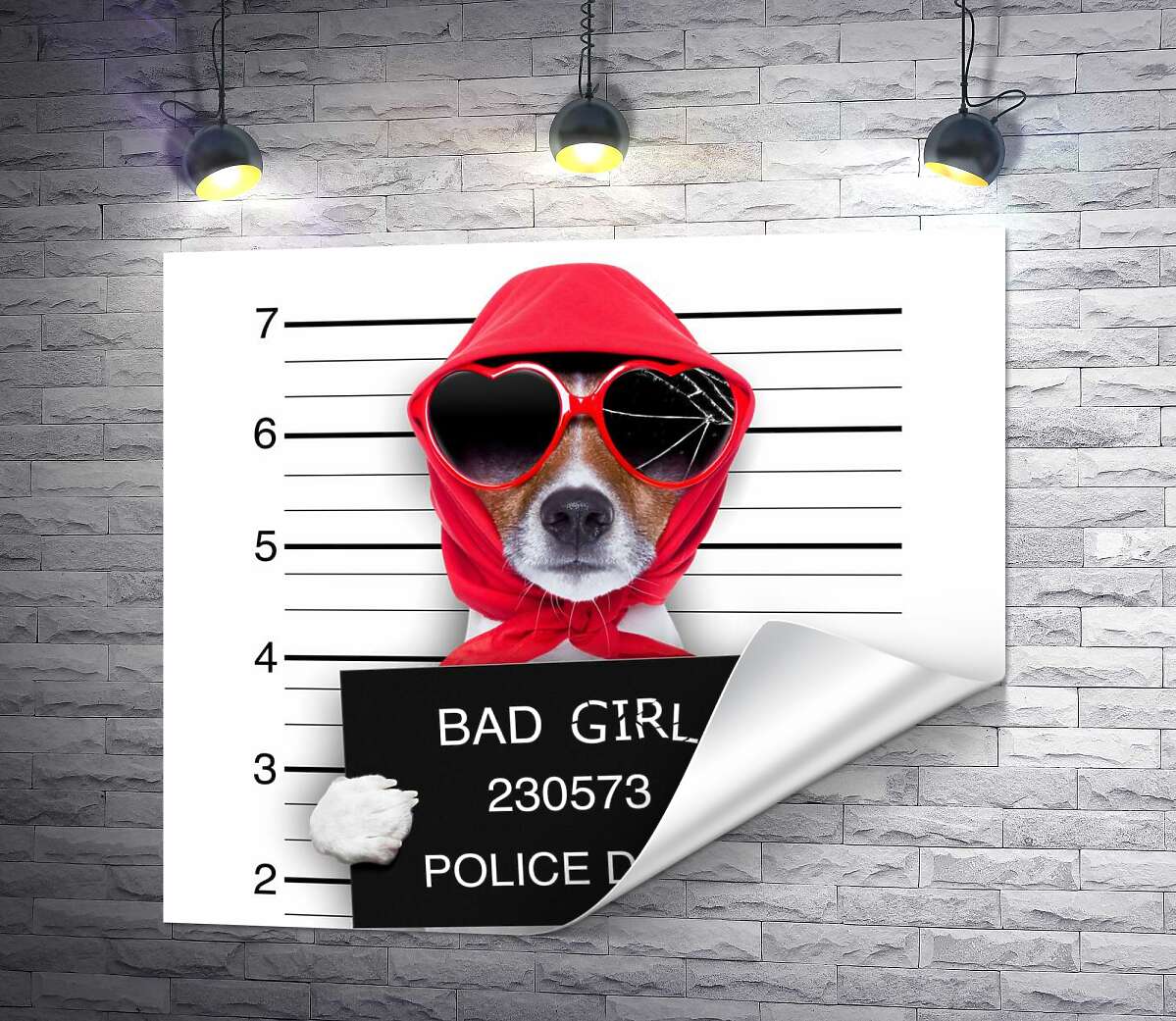 печать Кокетливая собака в платочке и очках - "Bad girl"