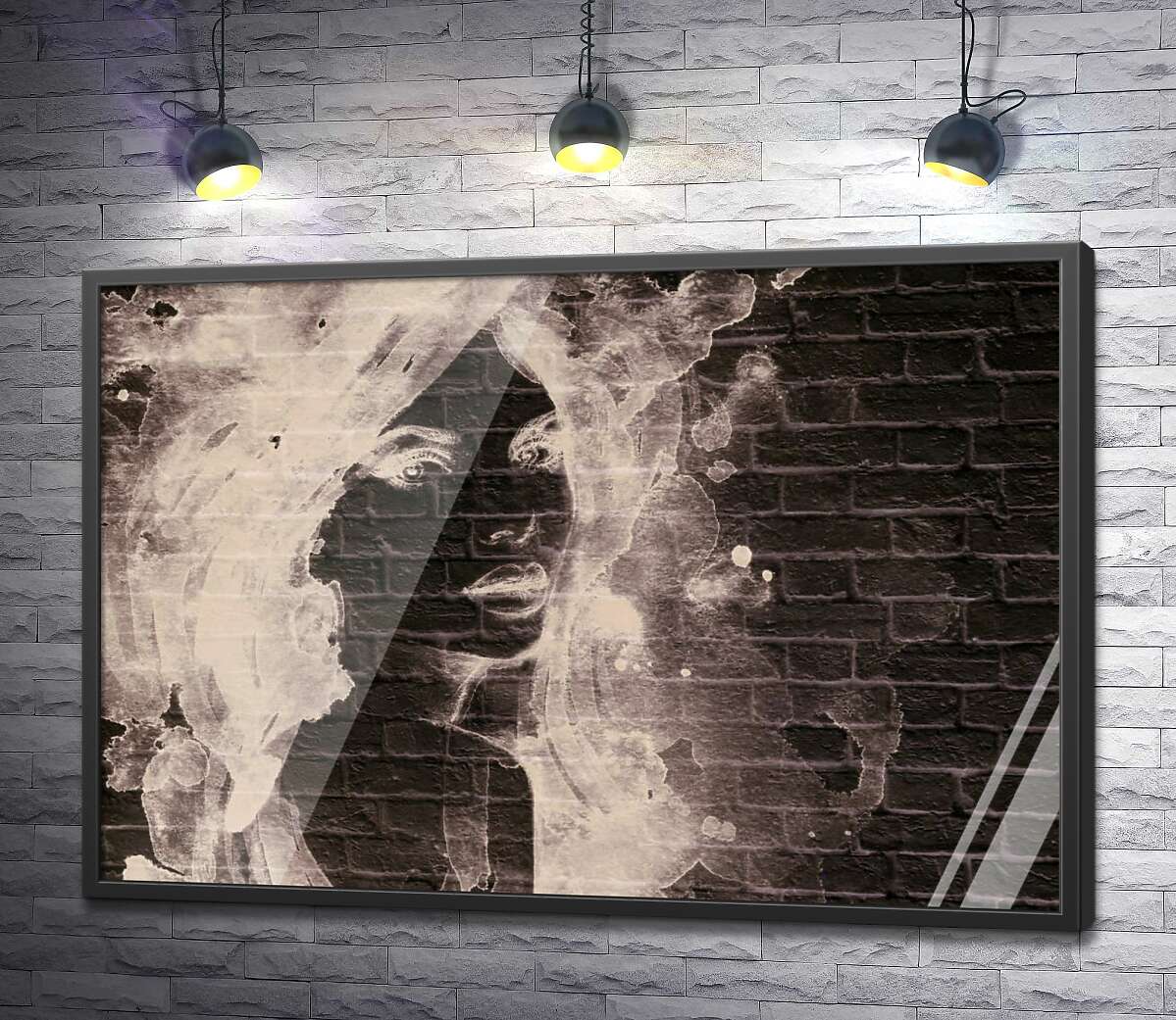 постер Портрет дівчини на стіні