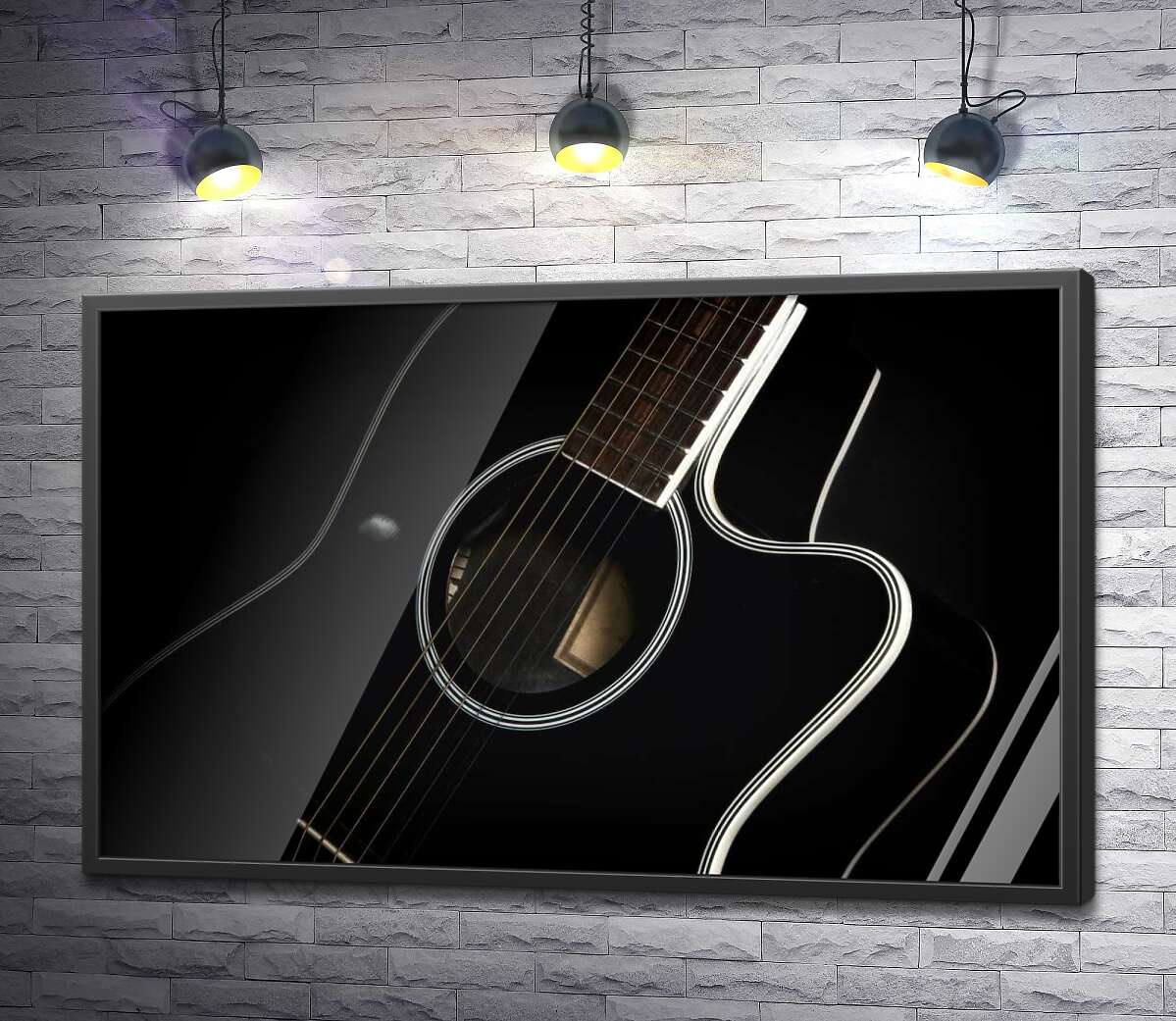 постер Білі вигини сторін чорної гітари