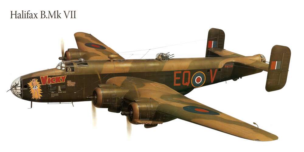 картина-постер Британський бомбардувальник Handley Page Halifax