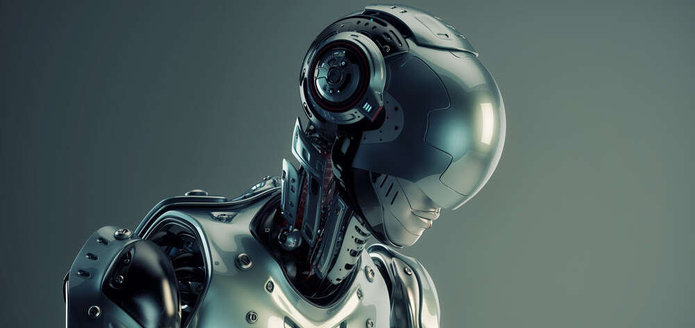 картина-постер Силуэт человекоподобного робота