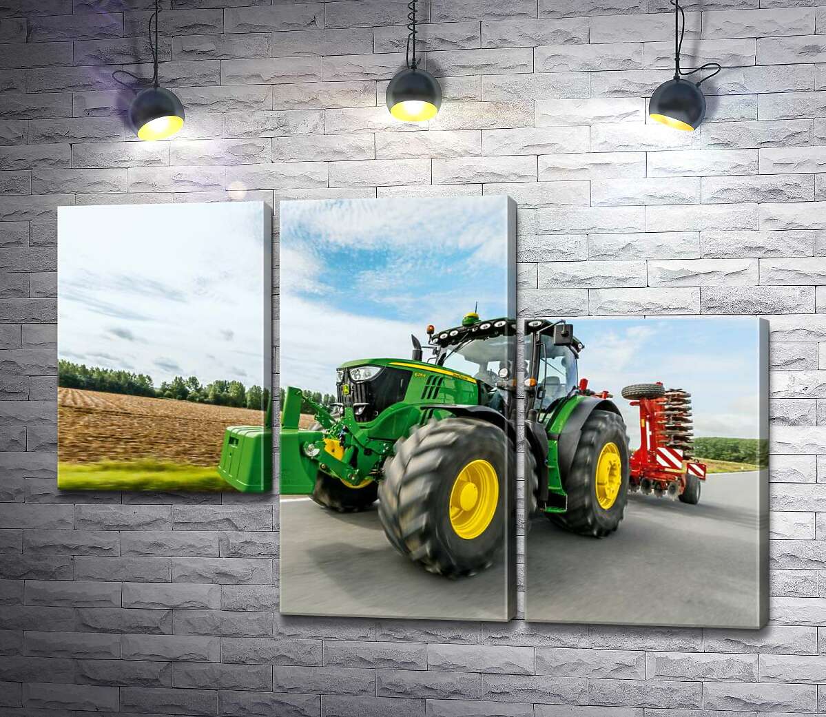 модульная картина Американский зеленый трактор компании "John Deere" (Модуль №13)