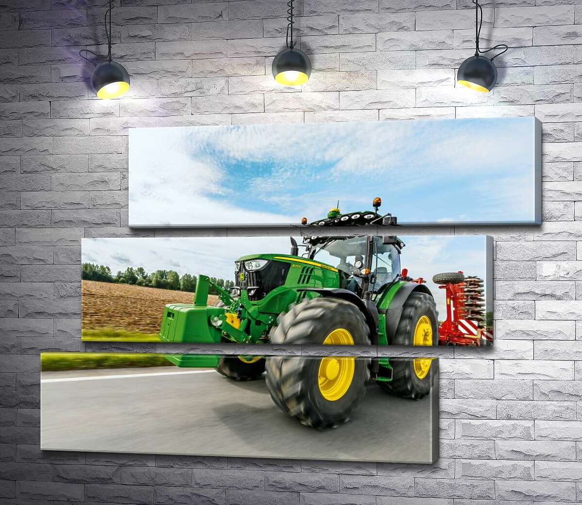 модульная картина Американский зеленый трактор компании "John Deere" (Модуль №17)