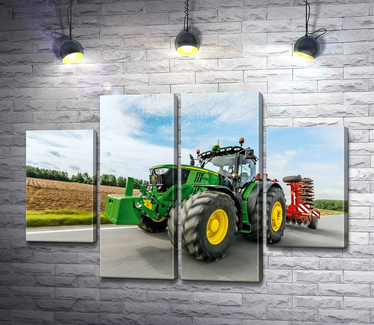 модульная картина Американский зеленый трактор компании "John Deere" (Модуль №20)