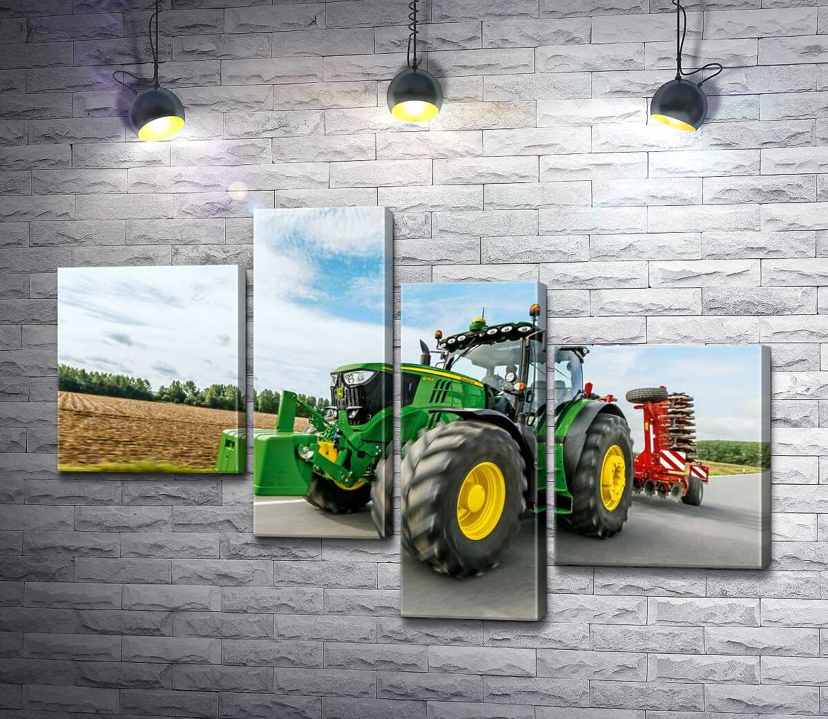 модульная картина Американский зеленый трактор компании "John Deere" (Модуль №21)