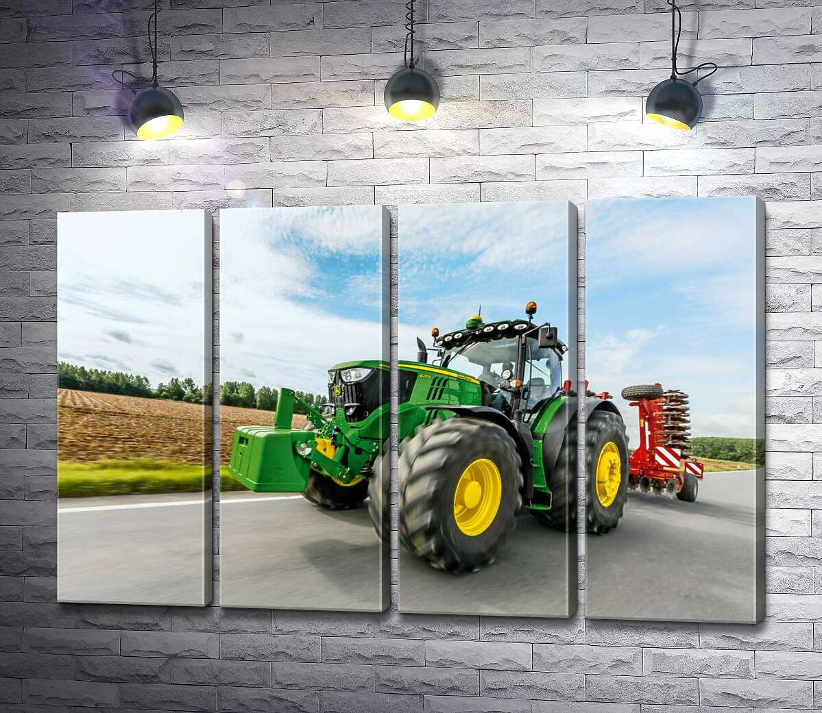 модульная картина Американский зеленый трактор компании "John Deere" (Модуль №24)