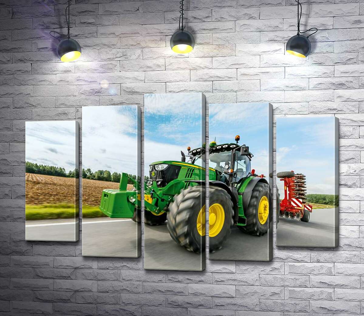 модульна картина Американський зелений трактор компанії "John Deere" (Модуль №4)