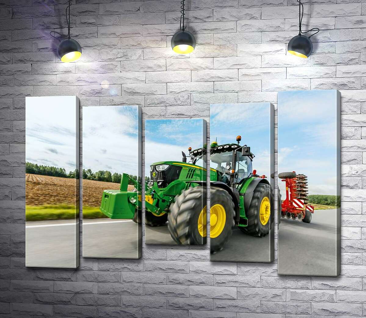 модульная картина Американский зеленый трактор компании "John Deere" (Модуль №27)