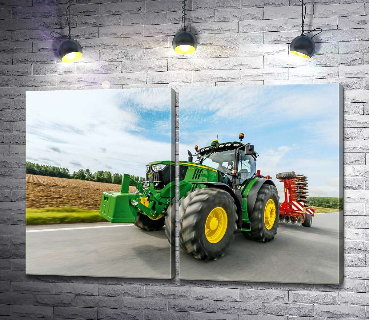 модульна картина Американський зелений трактор компанії "John Deere" (Модуль №6)