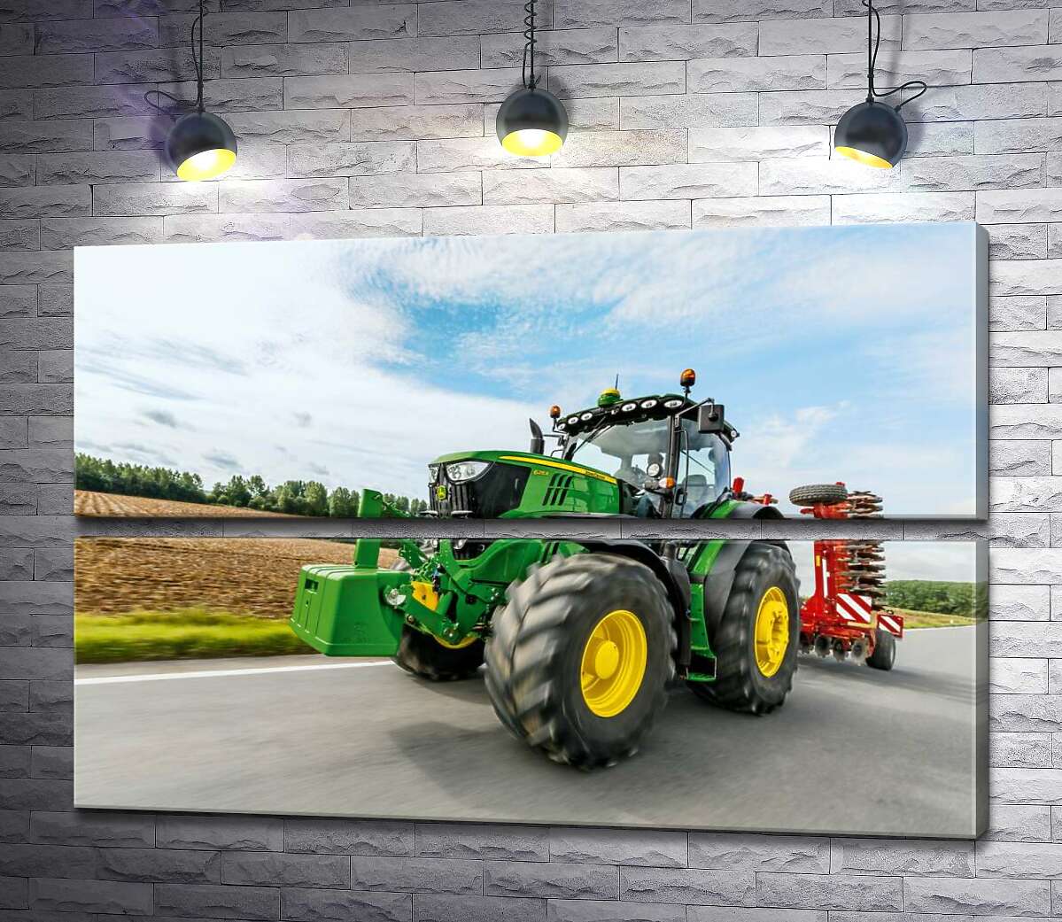 модульна картина Американський зелений трактор компанії "John Deere" (Модуль №7)