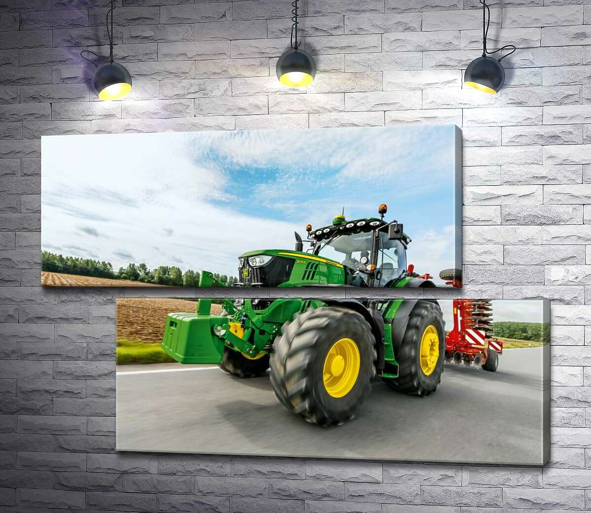 модульна картина Американський зелений трактор компанії "John Deere" (Модуль №8)