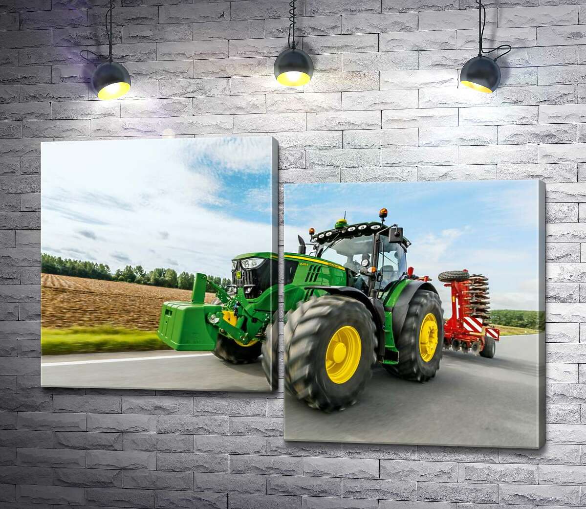 модульна картина Американський зелений трактор компанії "John Deere" (Модуль №9)