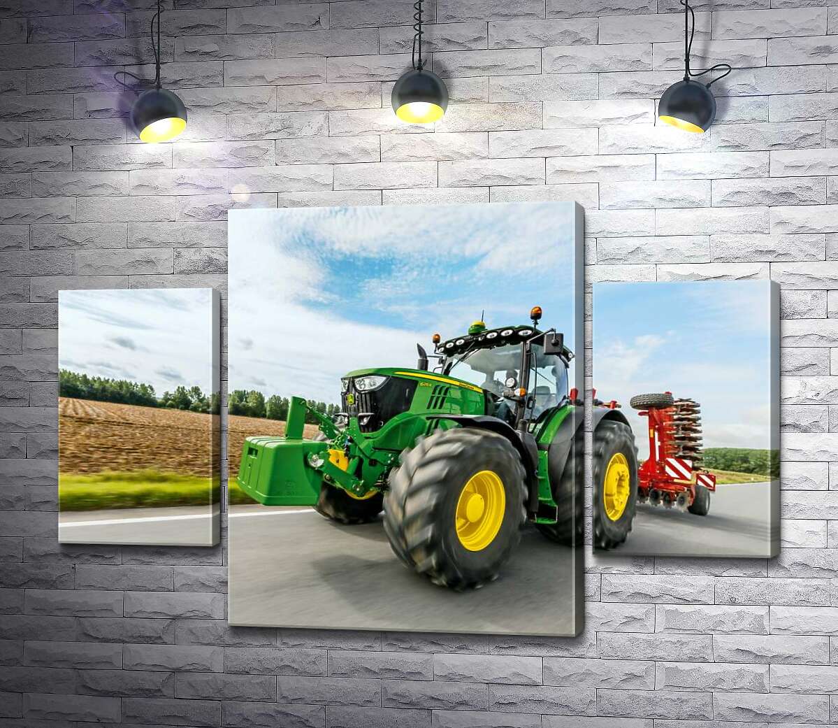 модульная картина Американский зеленый трактор компании "John Deere" (Модуль №5)