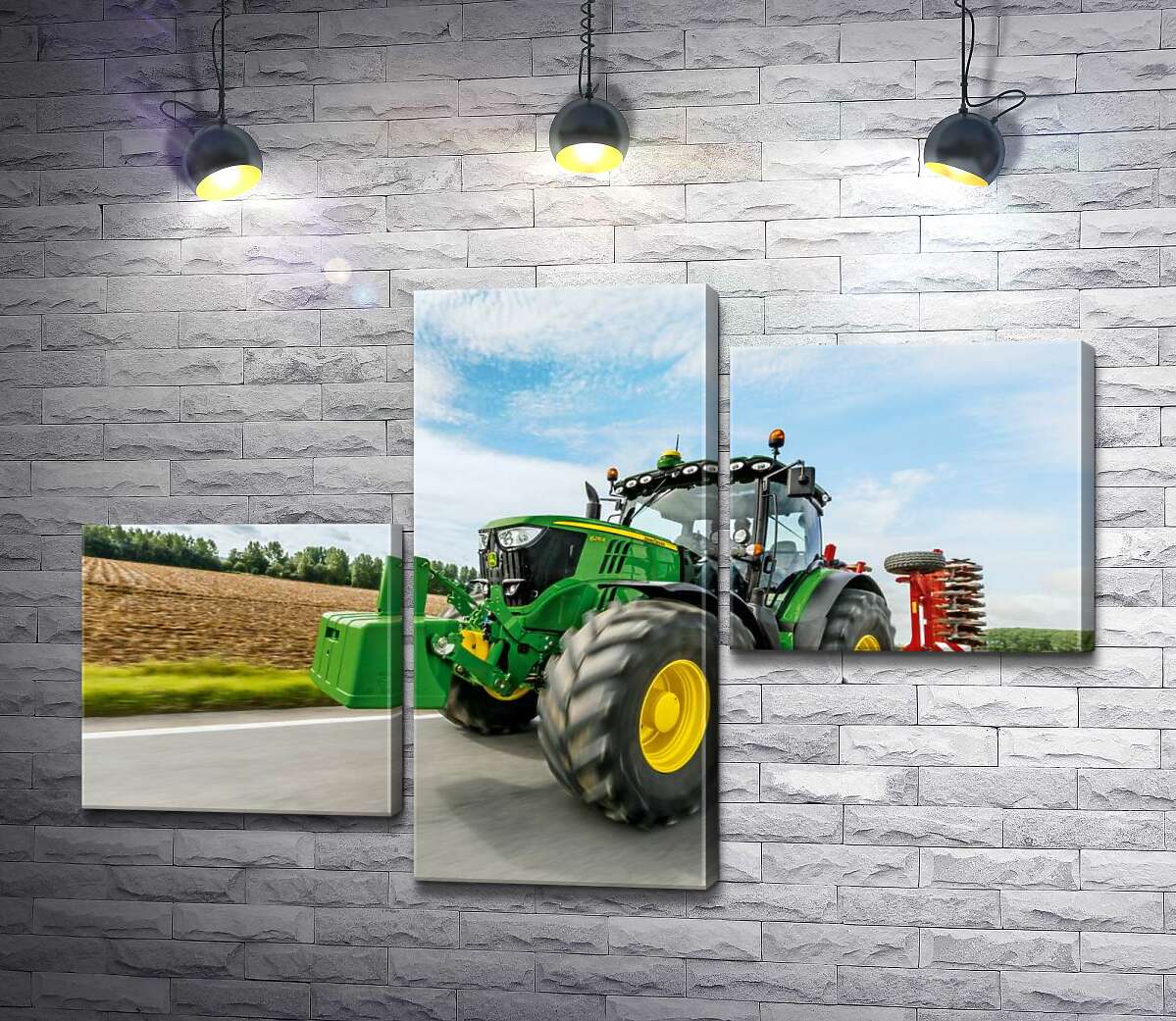 модульна картина Американський зелений трактор компанії "John Deere" (Модуль №12)