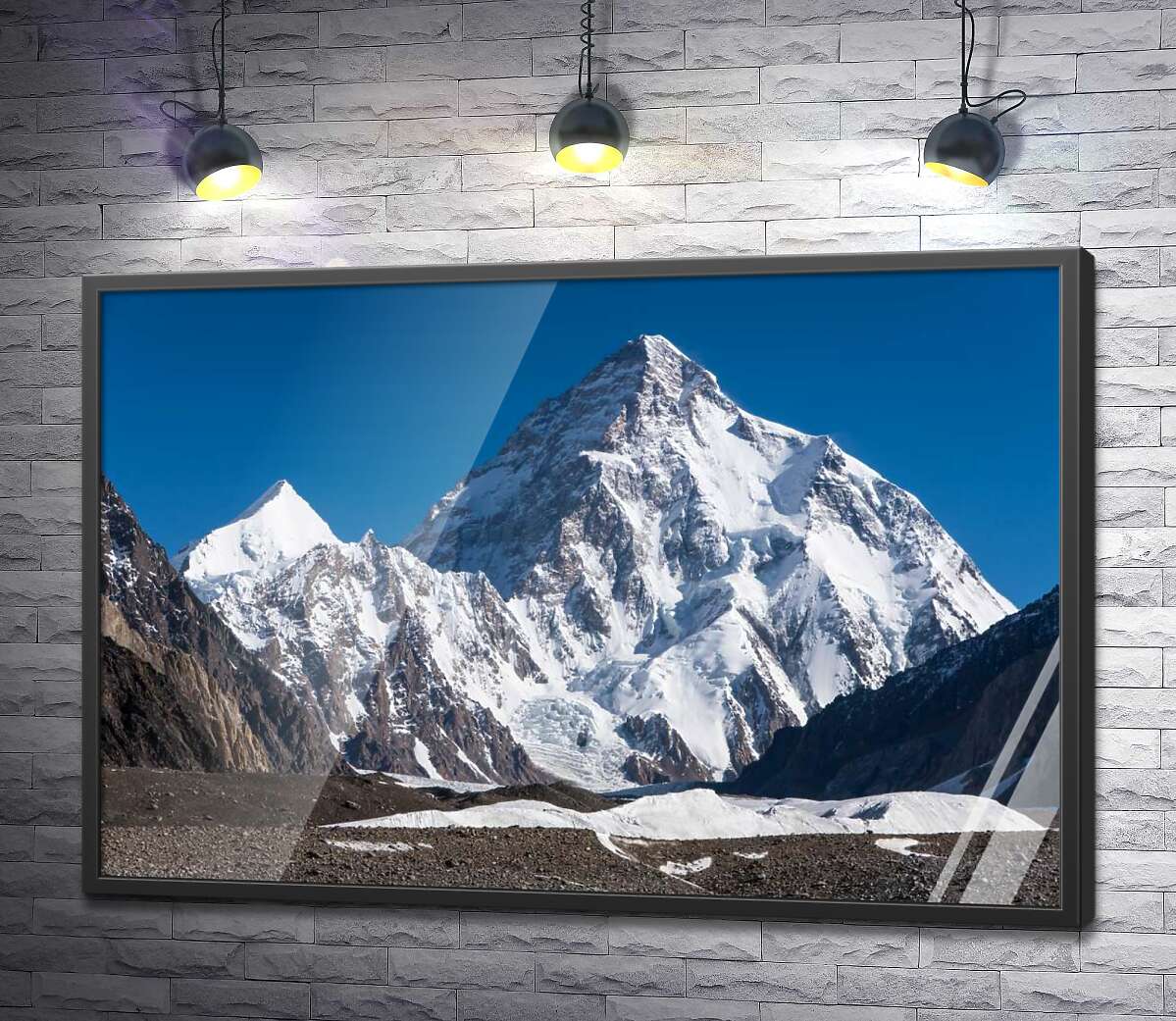 постер Снежный пик горы Чогори в Гималаях