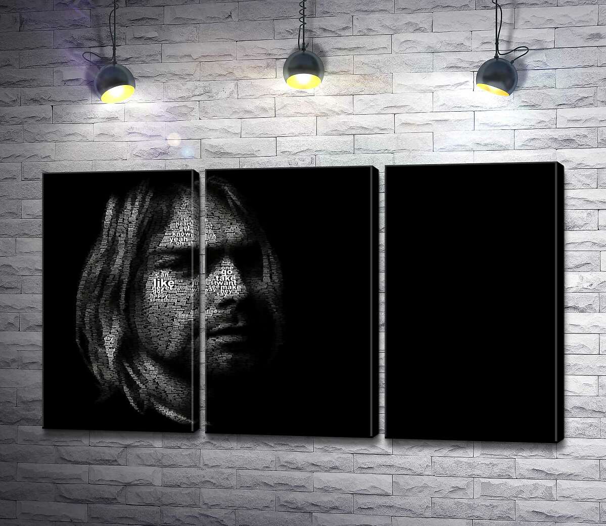 модульна картина Силует музиканта Курта Кобейна (Kurt Cobain) із рядків пісень