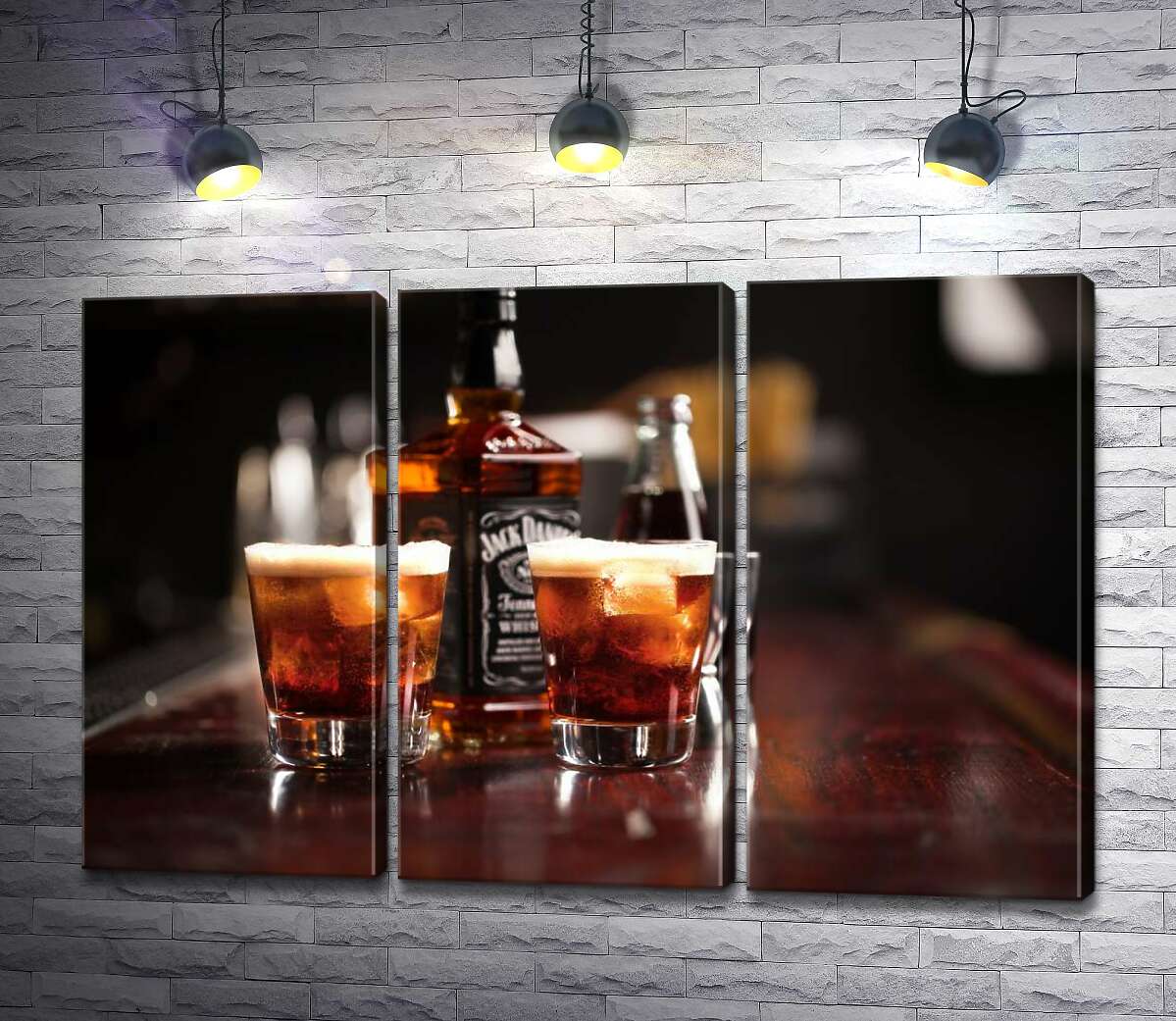 модульна картина Насичений колір віскі "Jack Daniel's" в склянках (Модуль №2)