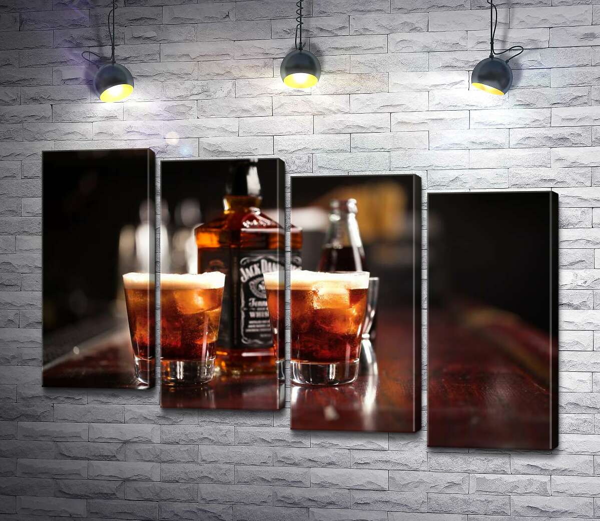модульна картина Насичений колір віскі "Jack Daniel's" в склянках (Модуль №19)