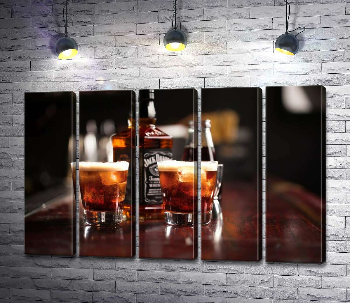 модульна картина Насичений колір віскі "Jack Daniel's" в склянках (Модуль №26)