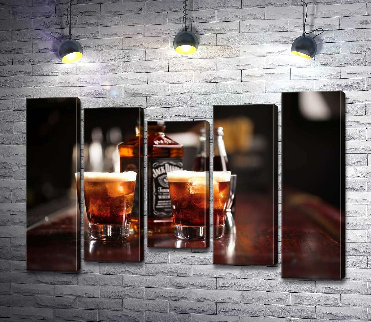модульна картина Насичений колір віскі "Jack Daniel's" в склянках (Модуль №27)