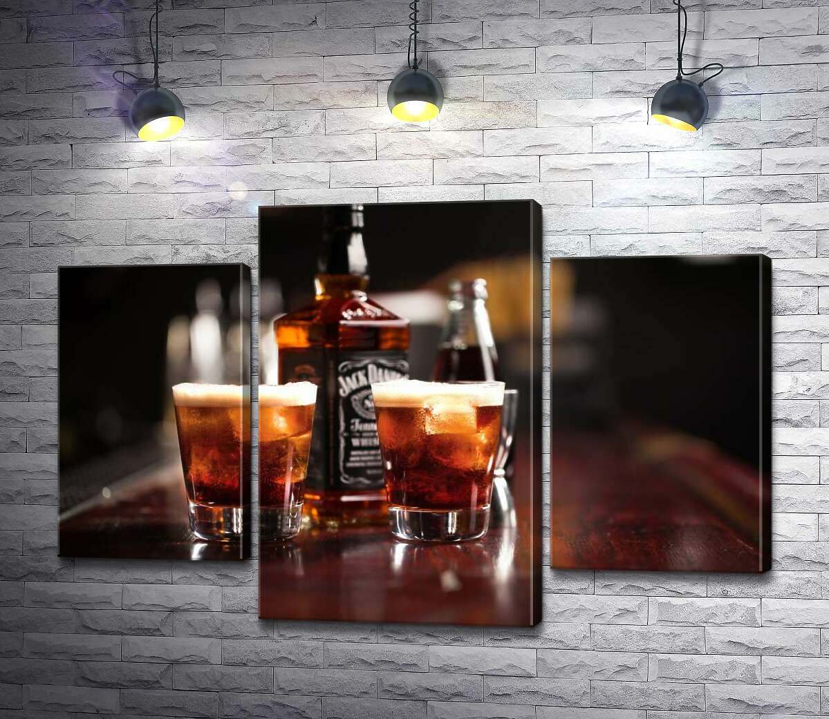 модульна картина Насичений колір віскі "Jack Daniel's" в склянках (Модуль №10)
