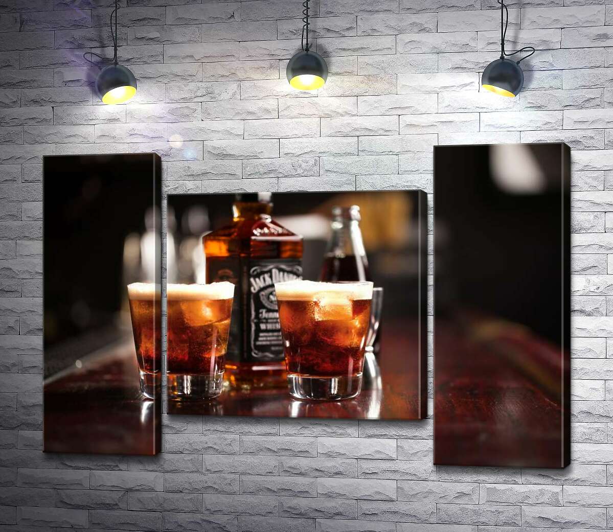 модульна картина Насичений колір віскі "Jack Daniel's" в склянках (Модуль №11)