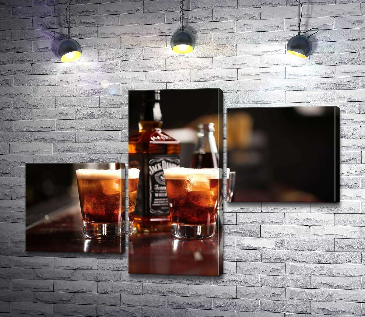 модульна картина Насичений колір віскі "Jack Daniel's" в склянках (Модуль №12)