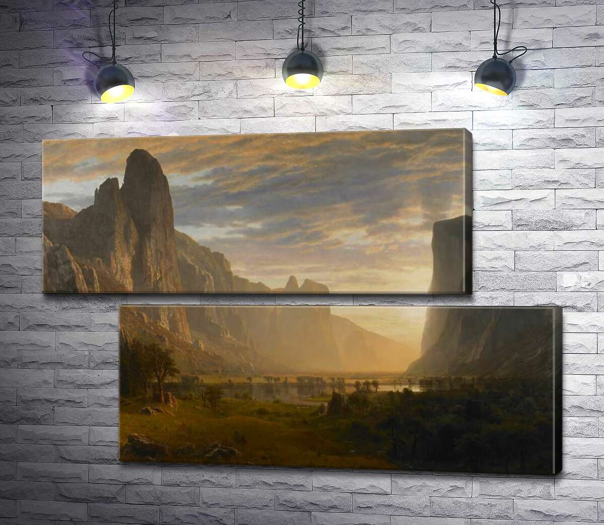 модульная картина Вид снизу на долину Йосемити, Калифорния (Looking Down the Yosemite Valley, California) (Модуль №8) – Альберт Бирштадт (Albert Bierstadt)