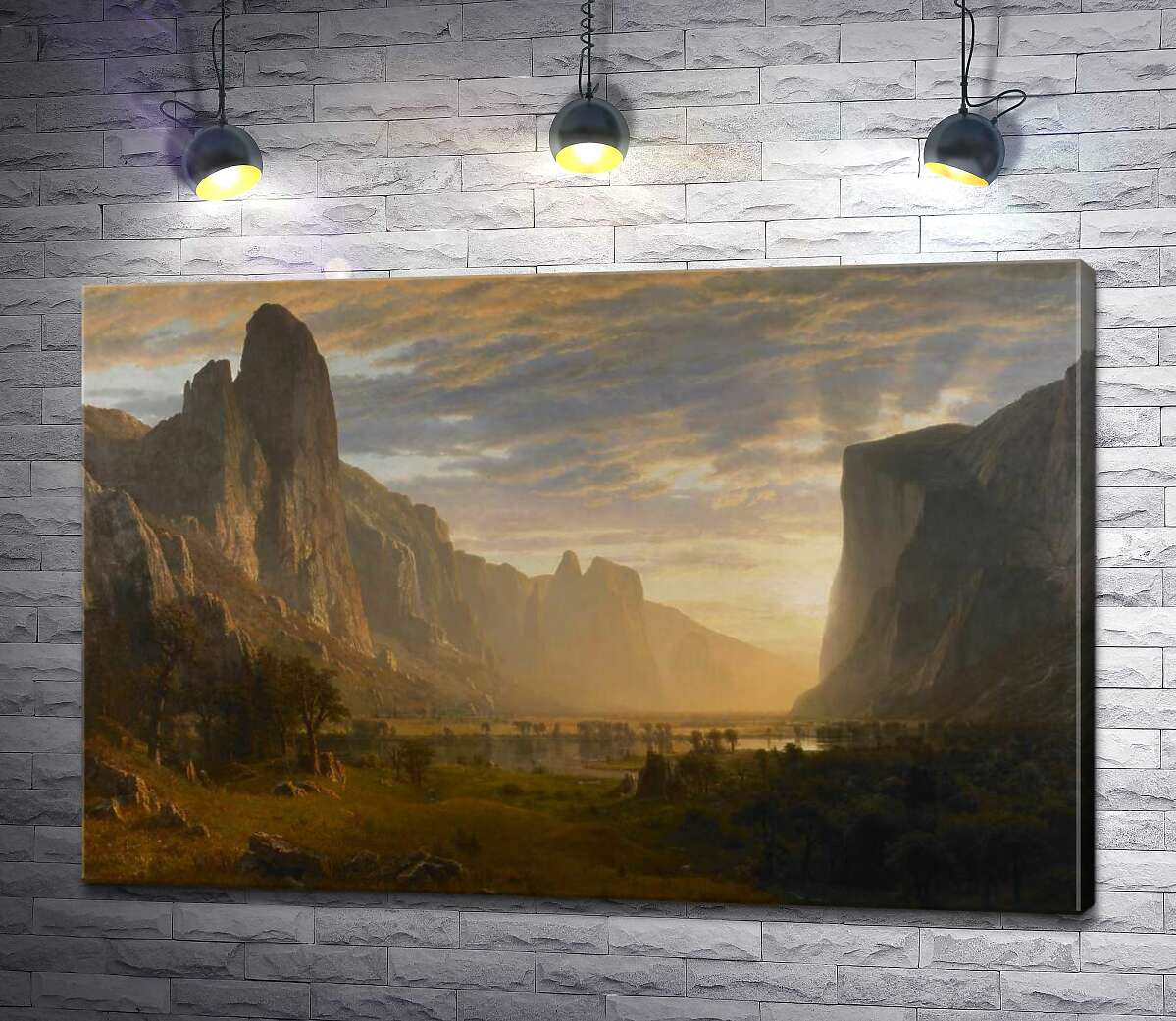 картина Вид снизу на долину Йосемити, Калифорния (Looking Down the Yosemite Valley, California) – Альберт Бирштадт (Albert Bierstadt)